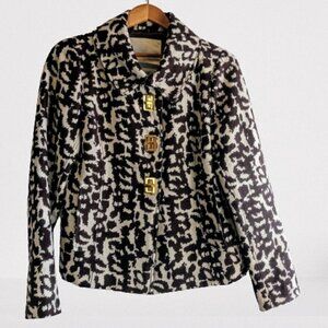 Beth Bowley Abstract Print Gold Toggle Wool Jacket